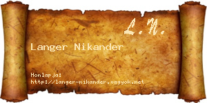 Langer Nikander névjegykártya